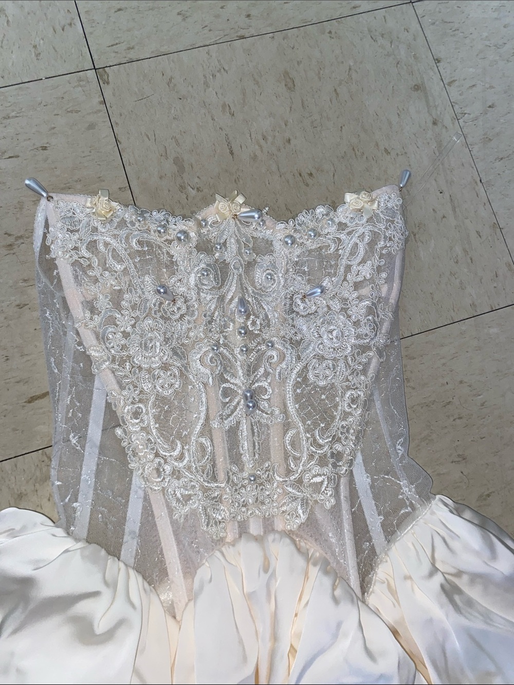 Lace image strapless corset dress sheer mini Small